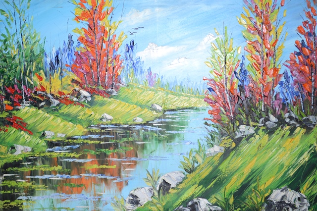 Tranh Sơn Dầu Sông Quê